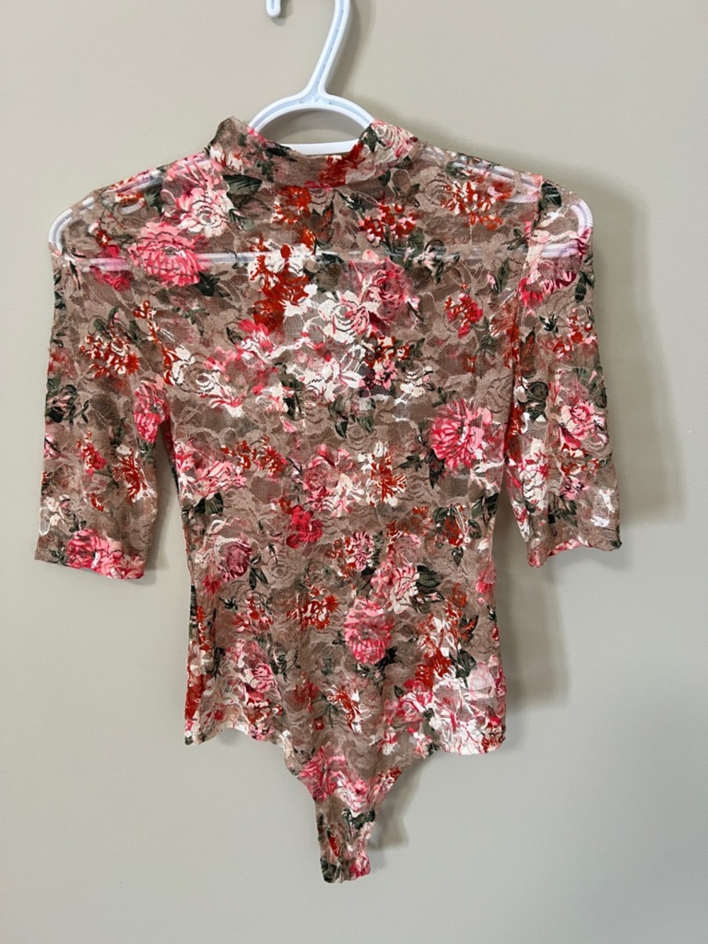 Revamped Floral Mock Neck Lace Bodysuit NWT Indie Sleaze Soft Grunge Whimsigoth